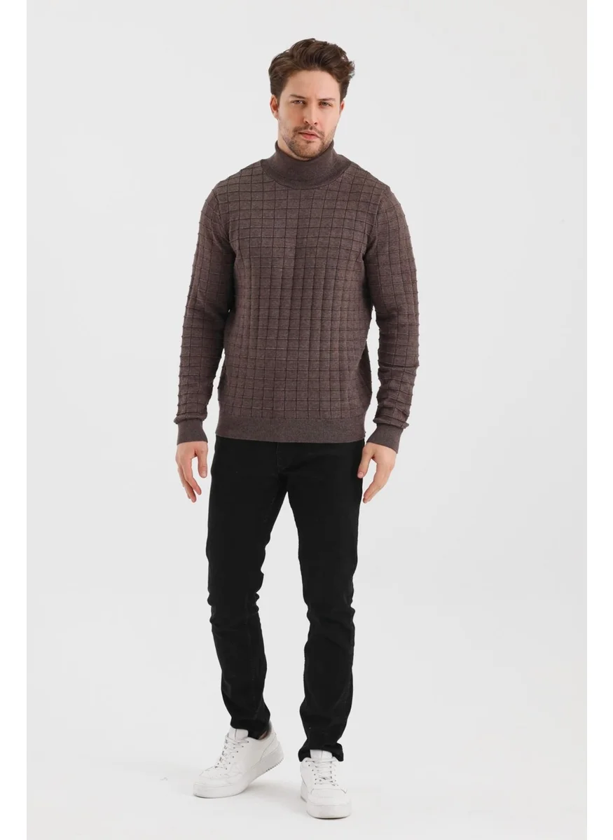 Alexander Gardi Alexandergardi Turtleneck Plain Color Plaid Regular Fit Knitwear Sweater (E24-EZE-23)