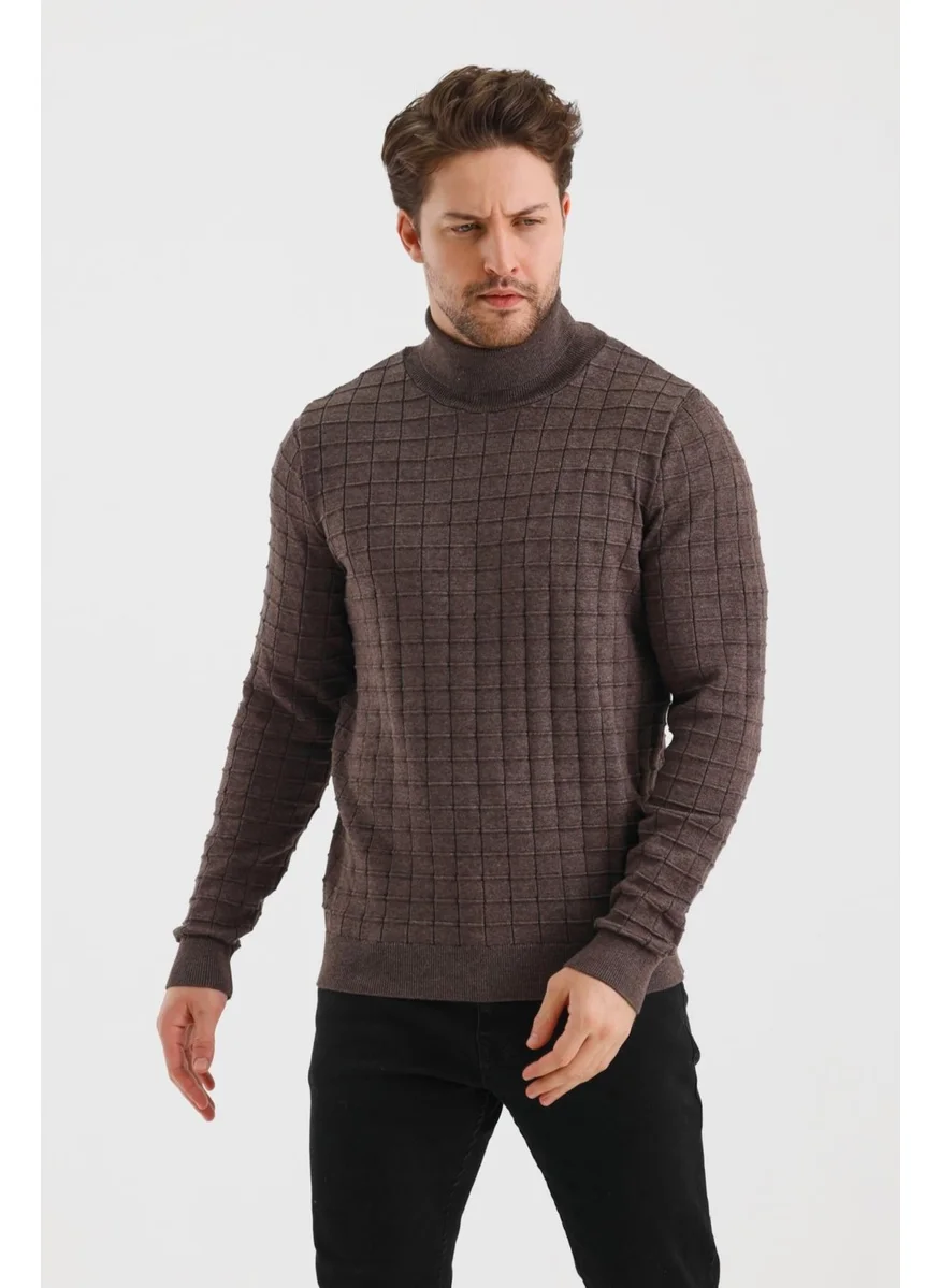 Alexander Gardi Alexandergardi Turtleneck Plain Color Plaid Regular Fit Knitwear Sweater (E24-EZE-23)