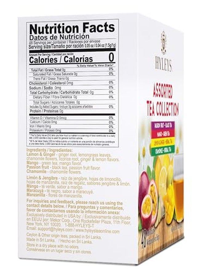 Hyleys Assorted Tea Collection - (Passion Fruit, Mango, Lemon, Ginger, Chamomile) - 48 Tea Bags - Image 3