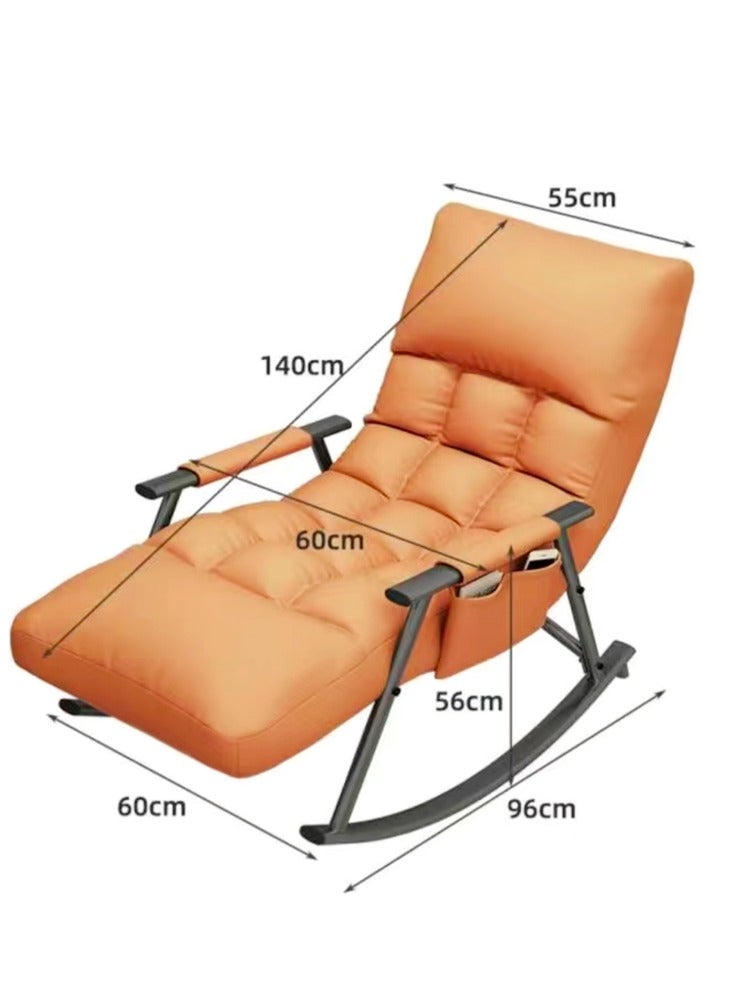 fashionhome Modern Upholstered Adjustable Backrest Rocking Chair Patio Rocking Chair with Side Pockets Lounge Chair for Balcony Outdoor Chair with Armrests 60x96x56 cm - Image 2