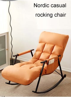 fashionhome Modern Upholstered Adjustable Backrest Rocking Chair Patio Rocking Chair with Side Pockets Lounge Chair for Balcony Outdoor Chair with Armrests 60x96x56 cm  - Image 1