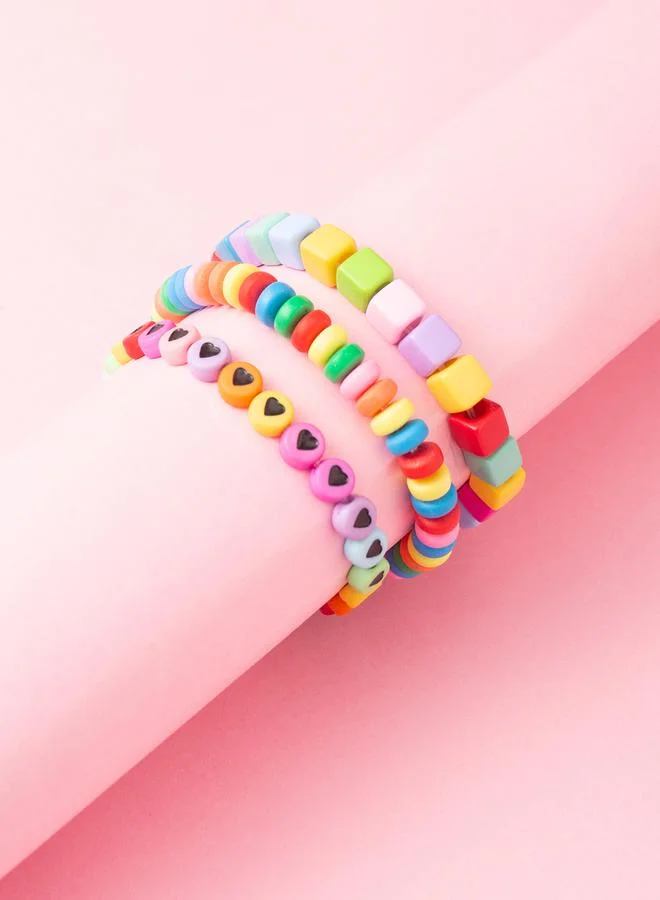 Take Two Pack of 3 - Girls Multi-Color Beaded Bracelets