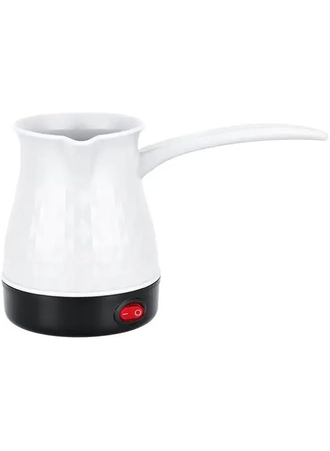 بيوينتي غلاية ماء ساخنة كهربائية للحليب والشاي والقهوة من فيو - ماكينة تحضير القهوة التركية اليونانية من الستانلس ستيل، الة تسخين محمولة، وعاء ساخن (ابيض 1) - Image 1