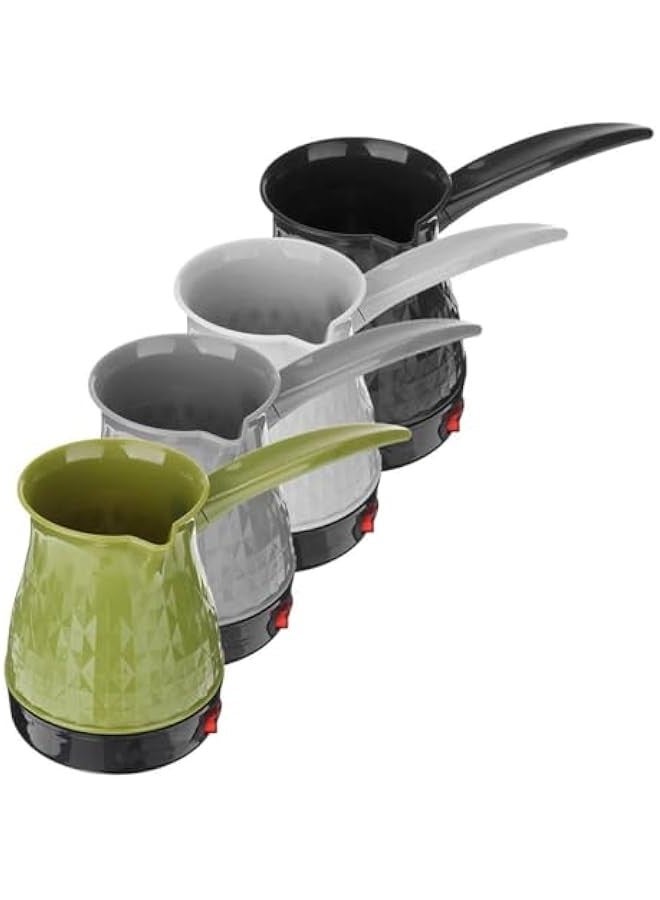 بيوينتي غلاية ماء ساخنة كهربائية للحليب والشاي والقهوة من فيو - ماكينة تحضير القهوة التركية اليونانية من الستانلس ستيل، الة تسخين محمولة، وعاء ساخن (ابيض 1) - Image 2