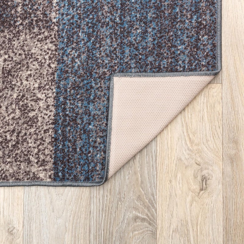 Rugshop Contemporary Blue Geometric Boxes Non-Slip Area Rug Non-Shedding for Living Room, Dining Room and Office, 5'3" x 7'3" - Image 4