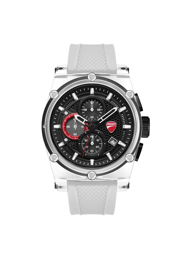 Ducati DT010 Black Blue Red White Silicone Straps Chronograph Watch Set for Men - 56mm