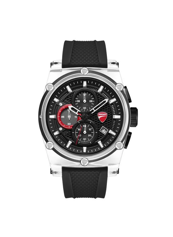 Ducati DT010 Black Blue Red White Silicone Straps Chronograph Watch Set for Men - 56mm