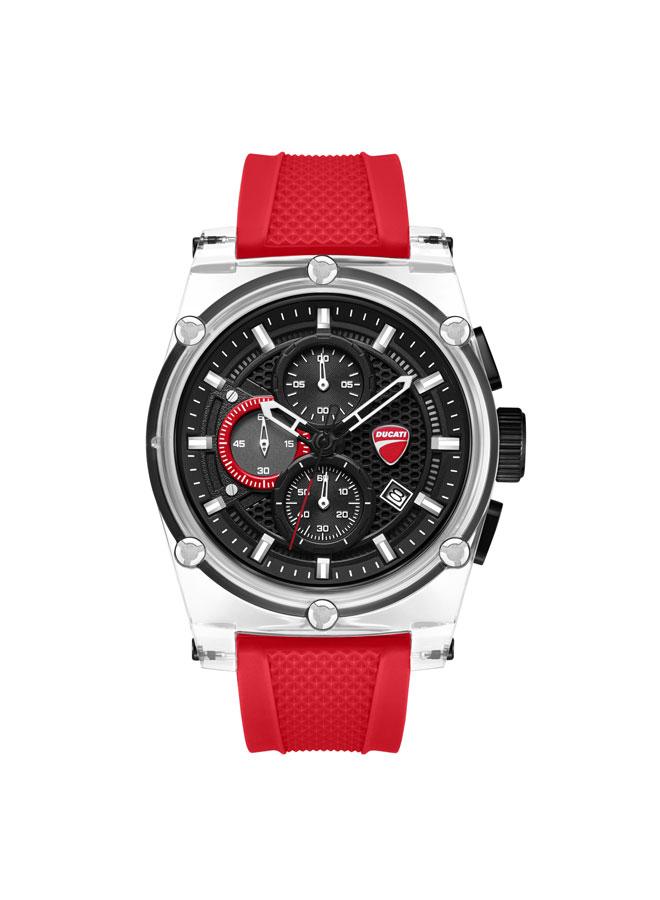 Ducati DT010 Black Blue Red White Silicone Straps Chronograph Watch Set for Men - 56mm - Image 4