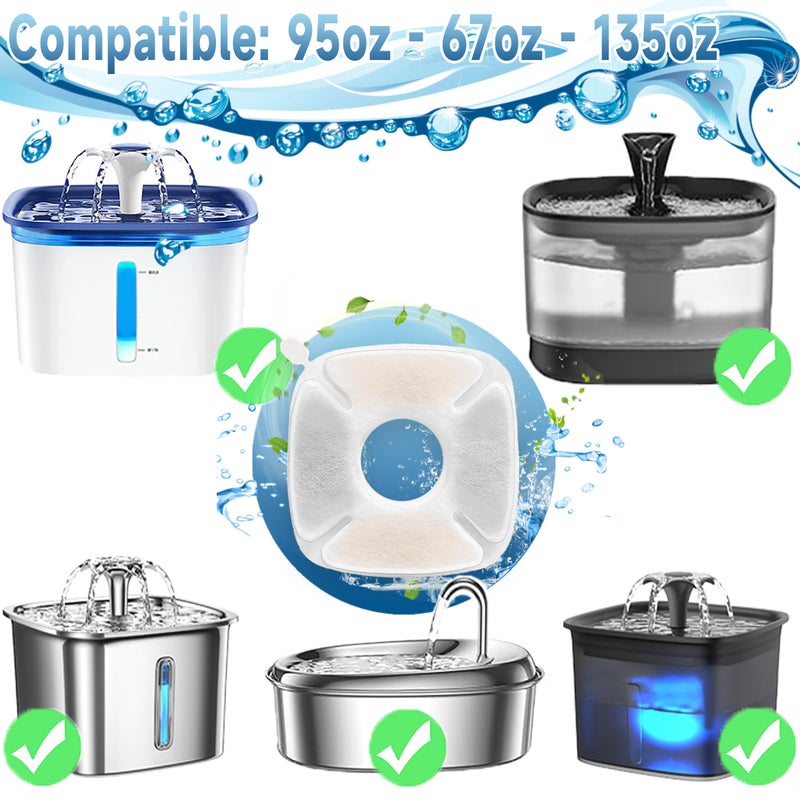OPISICEN 34 Pcs Cat Fountain Filters Replacement Compatible with VEKEN 95oz/2.8L Cat Water Fountain Filters Automatic Dog Water Fountain Filters Pet Fountain - Image 2