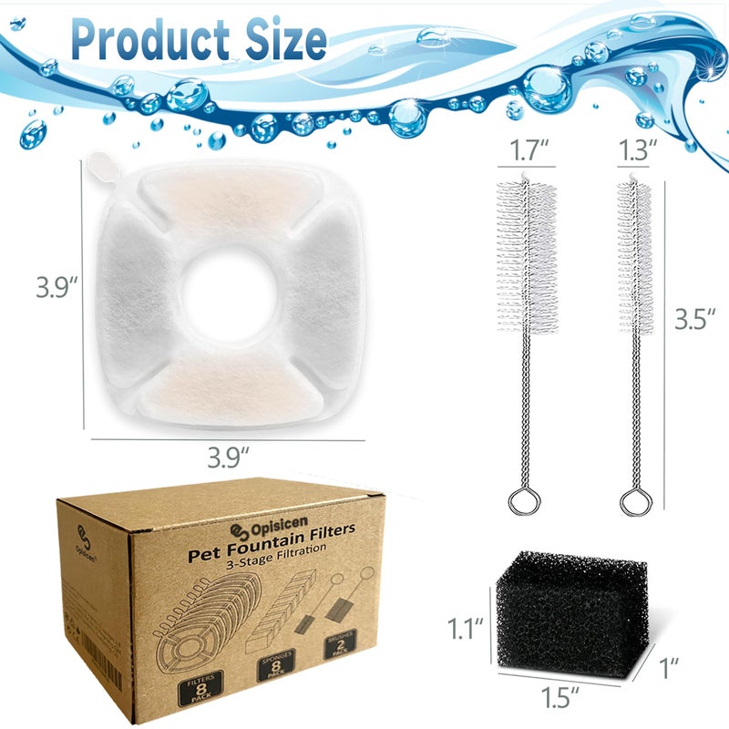 OPISICEN 34 Pcs Cat Fountain Filters Replacement Compatible with VEKEN 95oz/2.8L Cat Water Fountain Filters Automatic Dog Water Fountain Filters Pet Fountain - Image 5