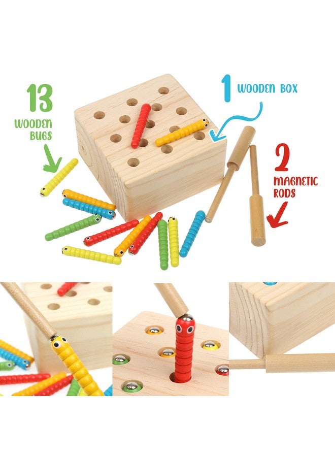 بوكسيكي كيدز ألعاب مونتيسوري الخشبية من بوكسيكي للأطفال الرضع والأطفال الصغار، مع مهارات حركية دقيقة، ولعبة دودة مغناطيسية للأطفال من سن 3 سنوات - Image 4