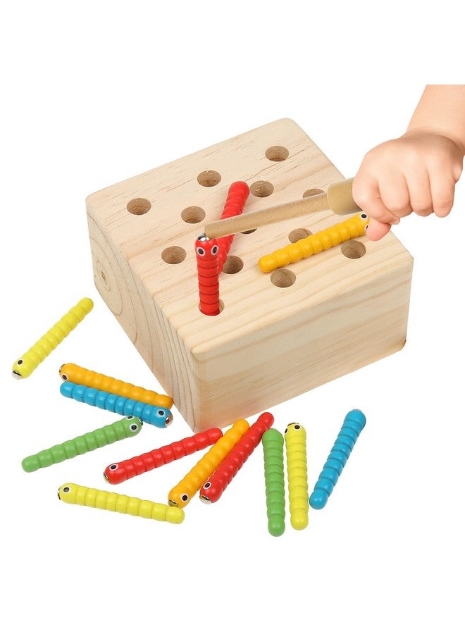 بوكسيكي كيدز ألعاب مونتيسوري الخشبية من بوكسيكي للأطفال الرضع والأطفال الصغار، مع مهارات حركية دقيقة، ولعبة دودة مغناطيسية للأطفال من سن 3 سنوات - Image 1