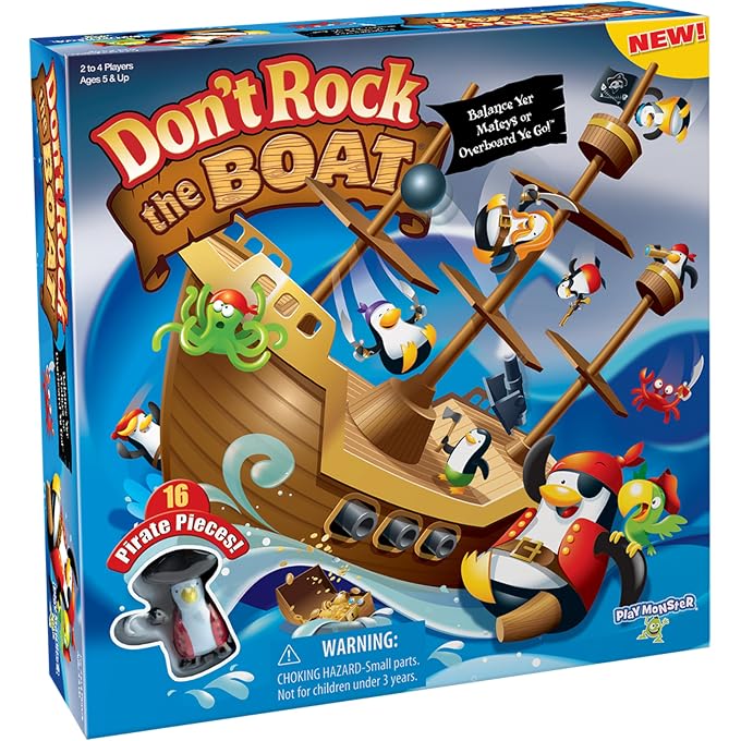 PlayMonster Dont Rock the Boat Board Games for Family Night, Hand & Eye Coordination | Family Game, Kids Games, Multi-Player, Board Games for Family Night, Preschool Toys, Hand-Eye-Coordination Game - Image 1