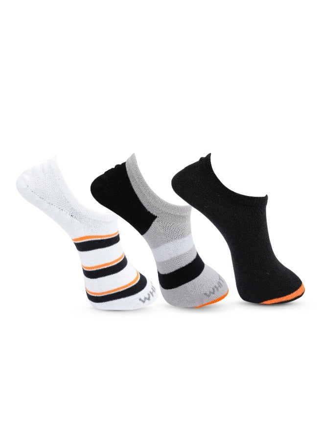 White Leaf 3 Pairs Mens No Show Socks - Cotton Non-Slip Loafer Sock - Invisible Liners - Free Size - Image 1