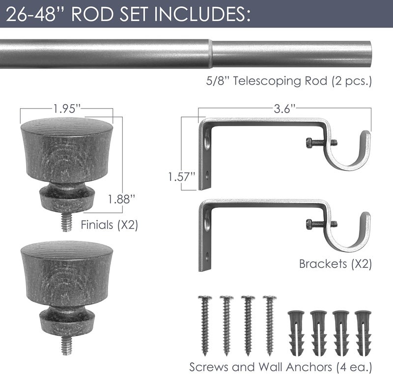 Decopolitan Stockton 2648 Inch Adjustable Curtain Rod Set 58 Inch Diameter in Walnut - Image 5