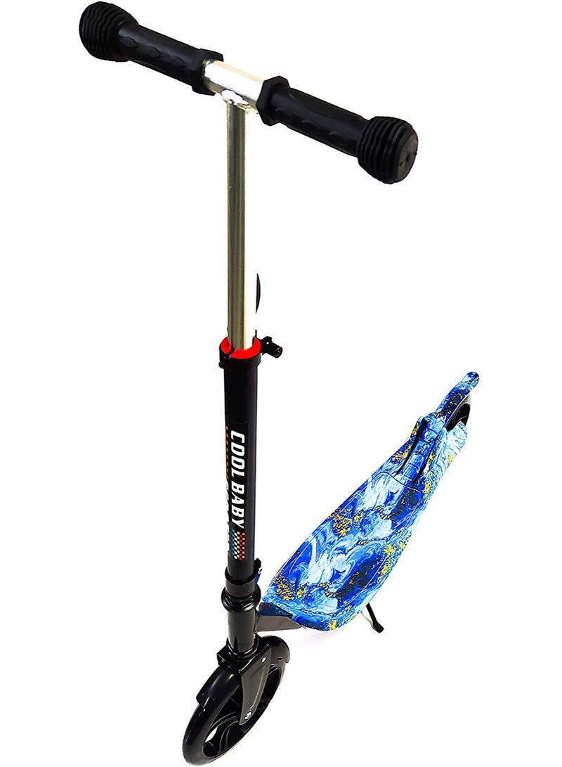Cool Baby Scooter For Kids, Adults Wide Handlebar & Large Platic Deck Kick Scooter With 5 Adjustable Height, 20cm Big Wheel ABEC Wheel Bearings, For Teens And Kids 8 Years And Up 