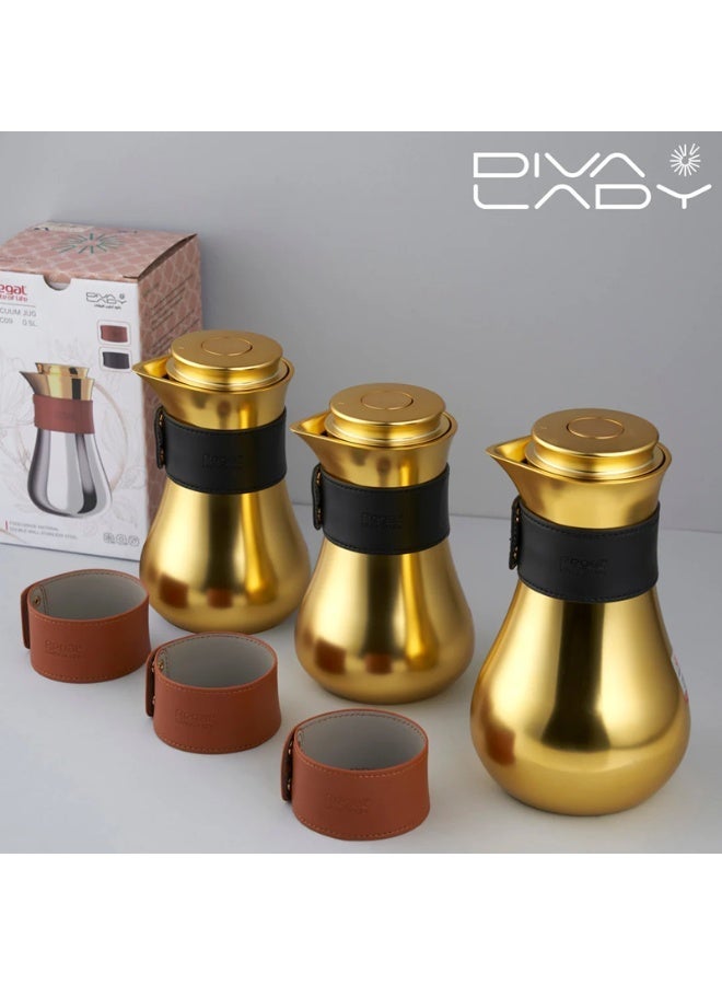 DIVA LADY ✨ Diva Lady Gold Thermos – 350 ml Premium Stainless Steel with Elegant Leather-Decorated Body & Long-Lasting Heat! - Image 2