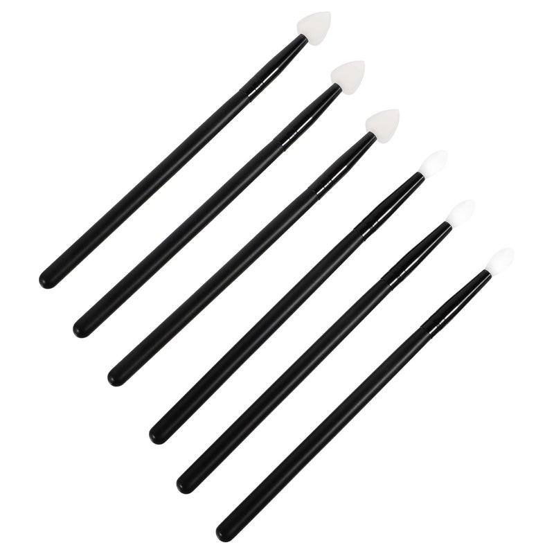 6pcs Silicone Eyeshadow and Lip Brush Set with Black Handles, Portable Makeup Applicator Kit for Travel and Professional Use - Image 1
