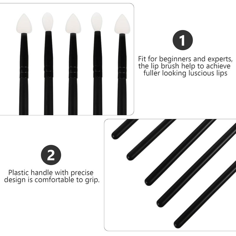 6pcs Silicone Eyeshadow and Lip Brush Set with Black Handles, Portable Makeup Applicator Kit for Travel and Professional Use - Image 3