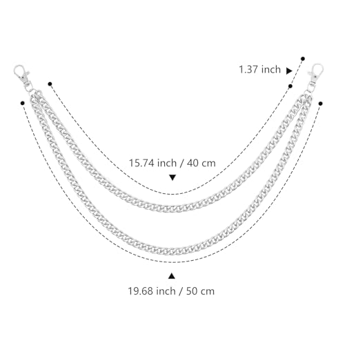ATCYMI 2 PCS Pants Pocket Chain Layered Metal Jeans Trousers Decorative Chains Belt for Men Women to Hold Wallet Key Streetwear Hip Hop Punk Accessories (Gold + Silver) - Image 3