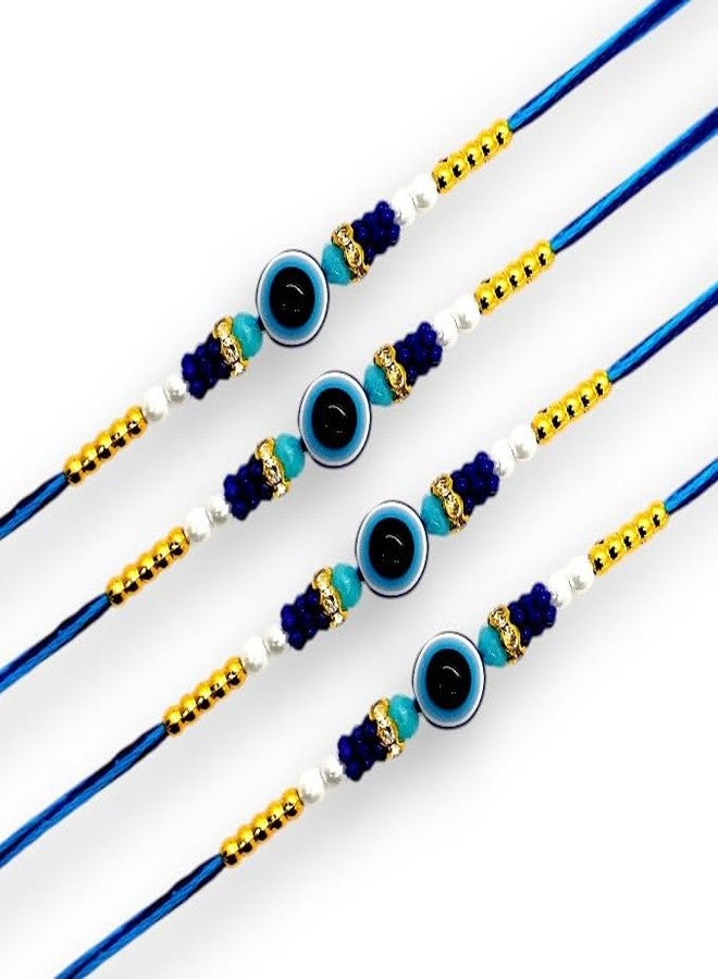 Elleva Evil Eye Rakhi for Brother and Bhabhi | Rakshabandhan Bracelet Raksha Sutra Dhaga Rakhi Combo set | Best Gift for Brother on Raksha Bandhan (Pack of 1) (2) - Image 1