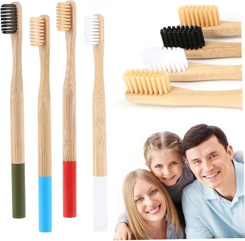 فرشاة أسنان قابلة للتحلل من الخيزران بشعيرات ناعمة للكبار بتصميم مريح باللون الأصفر - Image 4