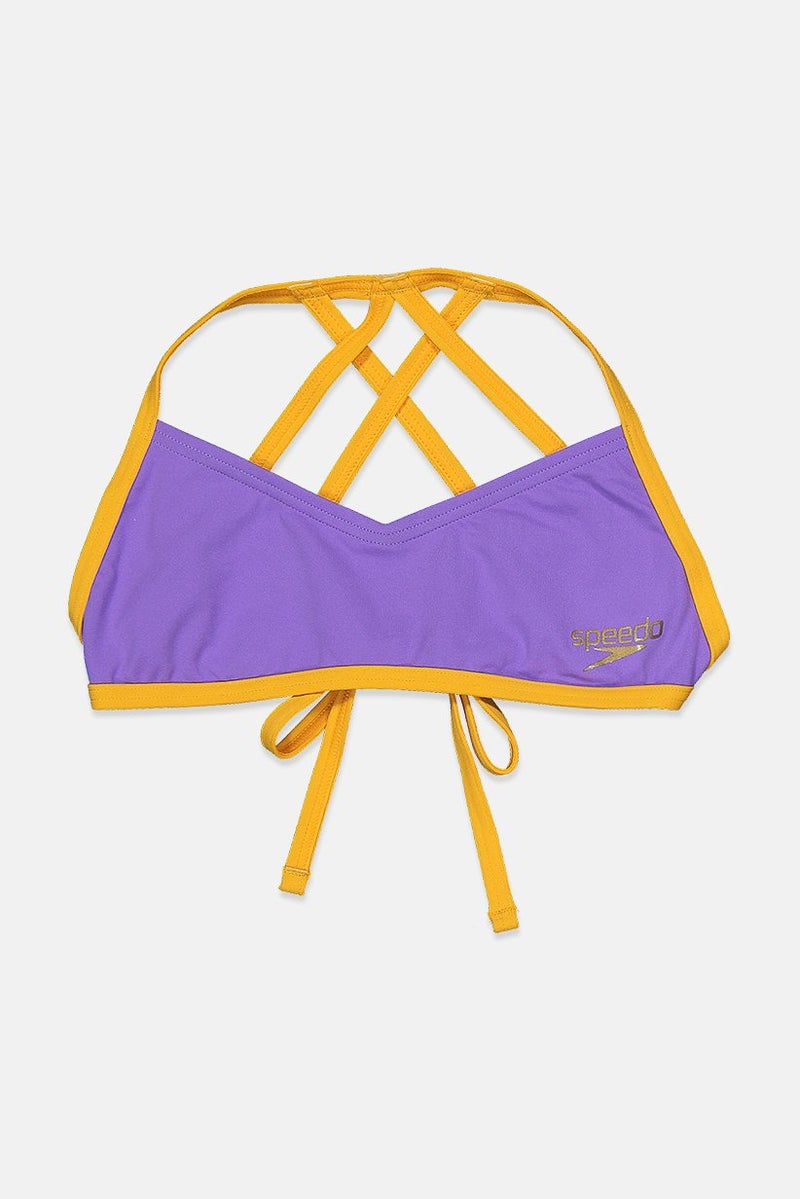speedo Women Non,Padded Non,Wire Bikini Top, Purple and Mustard  - Image 1