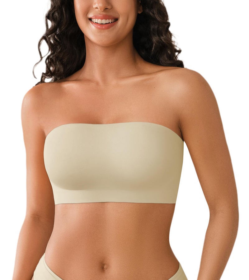 DEANGELMON Strapless Bras for Women Non-Slip Silicone Bandeau Seamless Tube Top Bralette Comfortable Non Padded Stretchy Bras(1P3,M) - Image 1