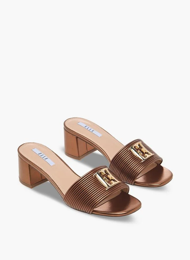 ELLE Women Metallic Block Heel Sandals