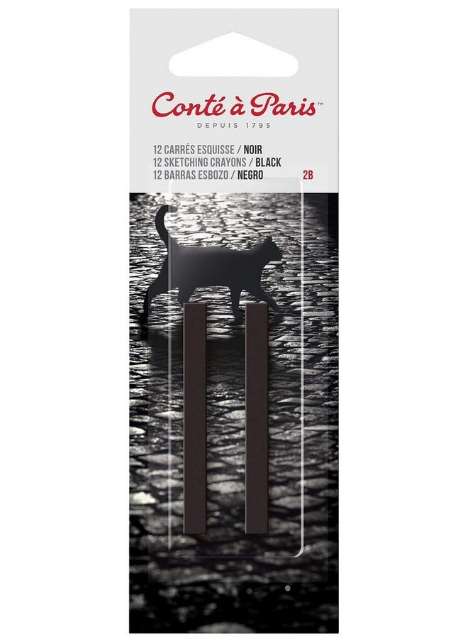 Conte a Paris - 2B 2 Count Sketching Crayons Black 2.5X.25 Inch - Image 1