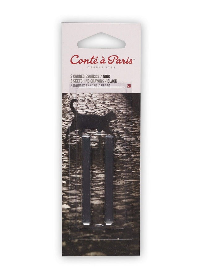 Conte a Paris - 2B 2 Count Sketching Crayons Black 2.5X.25 Inch - Image 1
