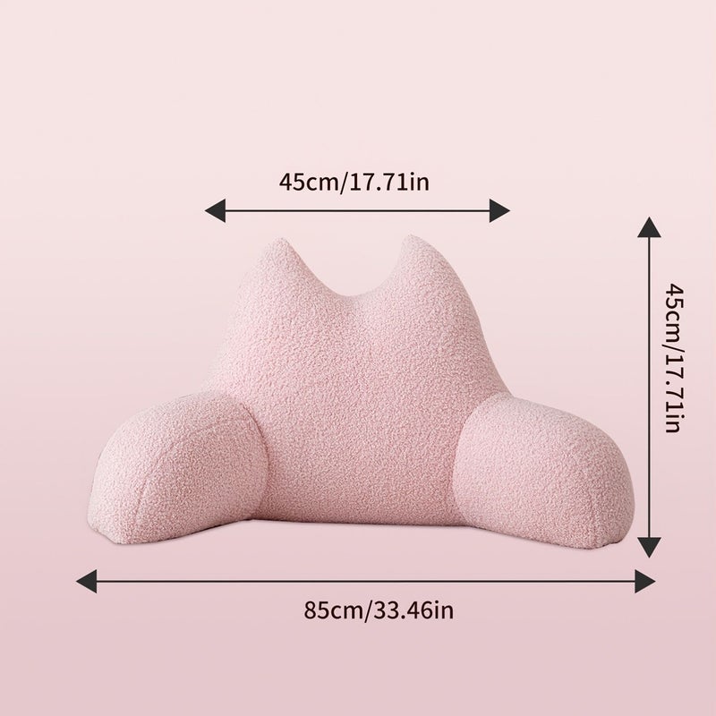 1pc Teddy Plush Cat Ear Lumbar Pillow Pink 33 46 Inch Soft Skin Friendly Fluffy Sofa Cushion High Elastic Support Non Deforming Bed Decoration - Image 3