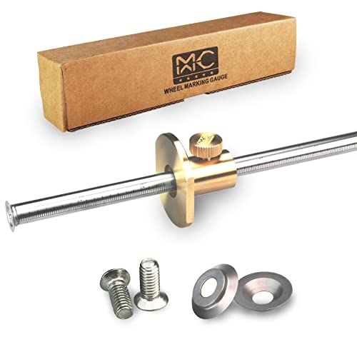 MKC Wheel Marking Gauge Kit with 2 Extra Cutter Wheels and Screws, Small Anti Roll Brass Head, Metric Micro Adjuster Ruler, Woodworking Tools Scriber for Woodworking - Image 1
