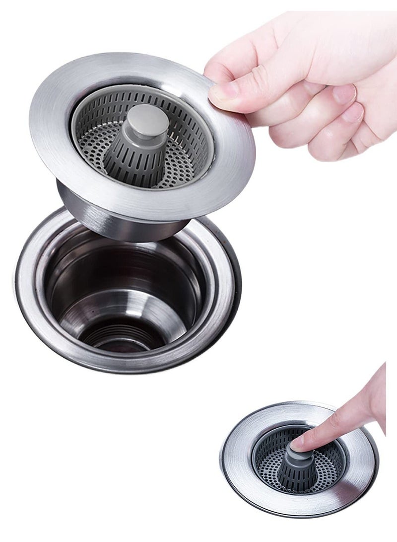 Y&D 3-in-1 Kitchen Sink Stopper Strainer, 304 Stainless Steel Pop Up Anti-Clogging Strainers, for Accessories US Standard 3-1/2 inch Drain Filter  - Image 1