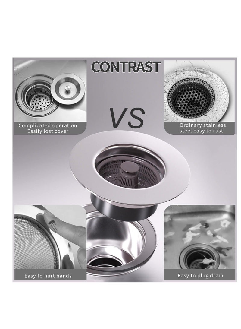 Y&D 3-in-1 Kitchen Sink Stopper Strainer, 304 Stainless Steel Pop Up Anti-Clogging Strainers, for Accessories US Standard 3-1/2 inch Drain Filter  - Image 4