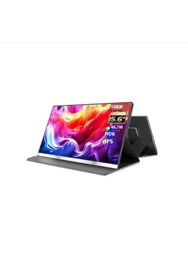 ڤي2كوم شاشة محمولة V2COM مقاس 15.6 بوصة P4 بدقة Full HD IPS مع منفذ USB-C/HDMI شاشة خارجية فائقة النحافة للابتوب، الكمبيوتر، الألعاب والسفر - Image 1