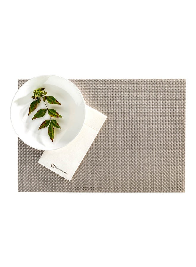 Restaurantware Amalfi 16 x 12 Inch Plastic Placemats, Set Of 6 Basketweave Outdoor Placemats - Heat Tolerant, No Stain, Metallic Silver Vinyl Table Placemats, Waterproof, Easy To Clean - Image 2