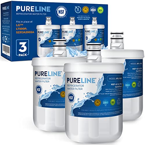 Pureline Water Filter Replacement for LG® LT500P®, ADQ72910911, 5231JA2002A, GEN11042FR-08, LFX25974ST Kenmore 9890, 46-9890 Refrigerator Water Filter (3 Pack) - Image 1