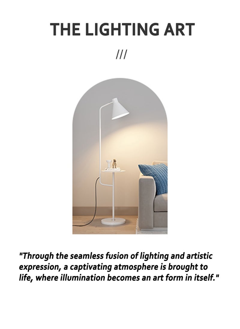 Onelight Nordic INS Tricolor Dimming Floor Lamp With Shelf Elegant Iron Art LED Coffee Table Standing Lamp For Living Room Bedroom Sofa Side Floor Lighting With Shelf White 28x28x150 centimeter  - Image 3