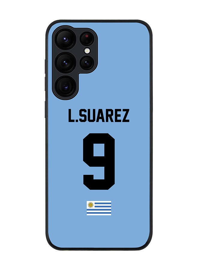 Stylizedd Rugged Black edge case for Samsung Galaxy S22 Ultra 5G Slim fit Soft Case Flexible Rubber Edges Anti Drop TPU Gel Thin Cover - Football Team - Uruguay Player Name - L.Suarez - Image 1