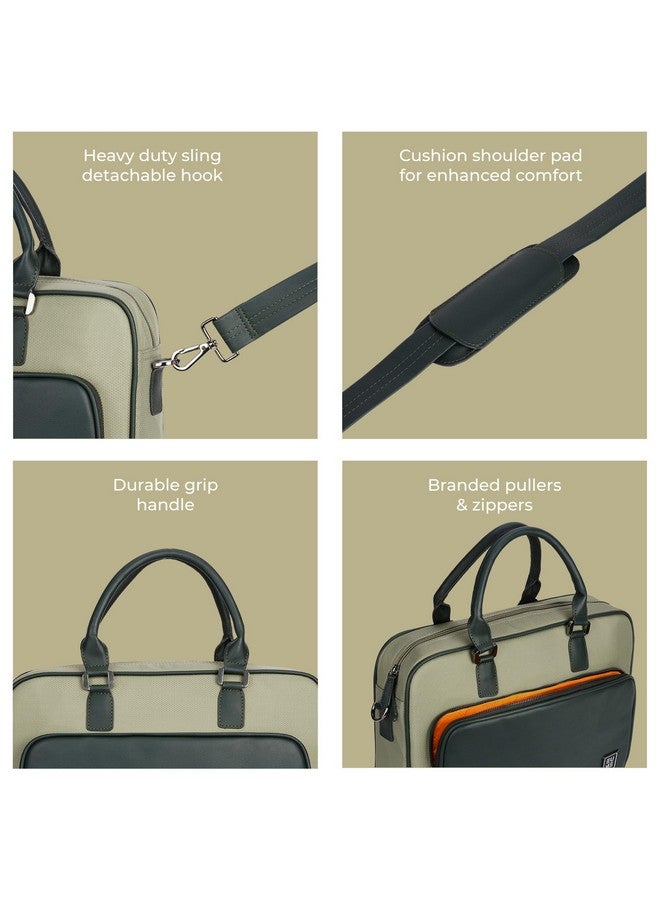 EUME EUME Executive Laptop Bag for Men | Office Bag for Men & Women | With Padded Compartment | Vegan Leather & Nylon Fabric | Fits Up to 15.6" Laptop & MacBook, 15L, Georgian Forest Green  - Image 3