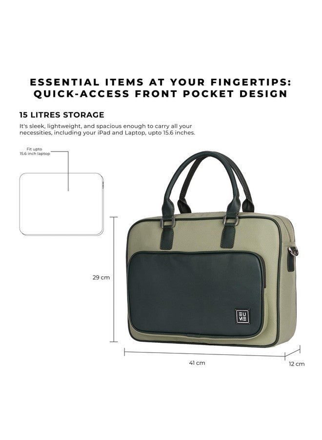 EUME EUME Executive Laptop Bag for Men | Office Bag for Men & Women | With Padded Compartment | Vegan Leather & Nylon Fabric | Fits Up to 15.6" Laptop & MacBook, 15L, Georgian Forest Green  - Image 2
