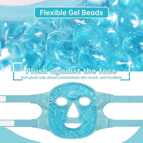SEFLICA® Cold Face Eye Mask, Ice Pack Reduce Face Puff, Dark Circles, Gel Beads Hot Heat Cold Compress Pack, Face Spa For Woman Sleeping, Pressure, Headaches, Skin Care (Blue Color) - Image 3
