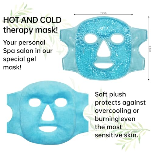 SEFLICA® Cold Face Eye Mask, Ice Pack Reduce Face Puff, Dark Circles, Gel Beads Hot Heat Cold Compress Pack, Face Spa For Woman Sleeping, Pressure, Headaches, Skin Care (Blue Color) - Image 5