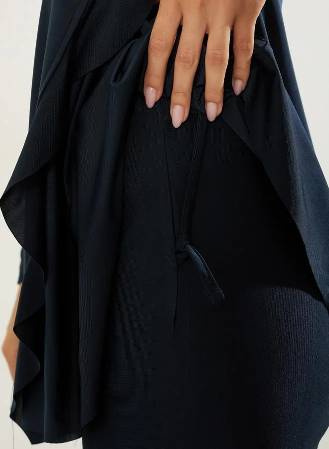 Styli Navy Blue Pack of 2 - Full Sleeve Half Zip Tunic with Ruffle Detail and Leggings Burkini Set for Women | Best Price UAE