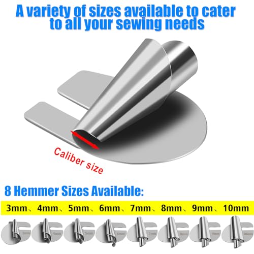 TOOVREN 8pcs Rolled Hem Presser Foot Sewing Rolled Hemmer Foot 3mm-10mm 8 Sizes Wide Hemmer Feet Set Seam Guide Universal Presser Feet Hemming for Sewing Machine Accessories and Tools - Image 5