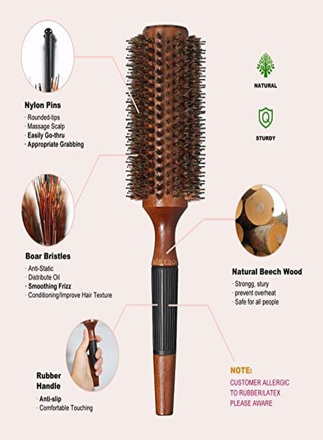 BESTOOL Round Brush For Blow Drying, Round Hair Brush For Women Or Men, Boar Bristle Large Round Hairbrush For Quick Blowout, Add Shine/Volume, Minimize Damage (2.8 Inch) - Image 2