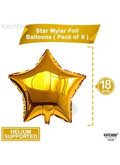 KATCHON Gold Star Balloons for Party Decoration - Pack of 6 18 Inch | Twinkle Little Star Gold Foil Balloons for Birthday  - Image 2