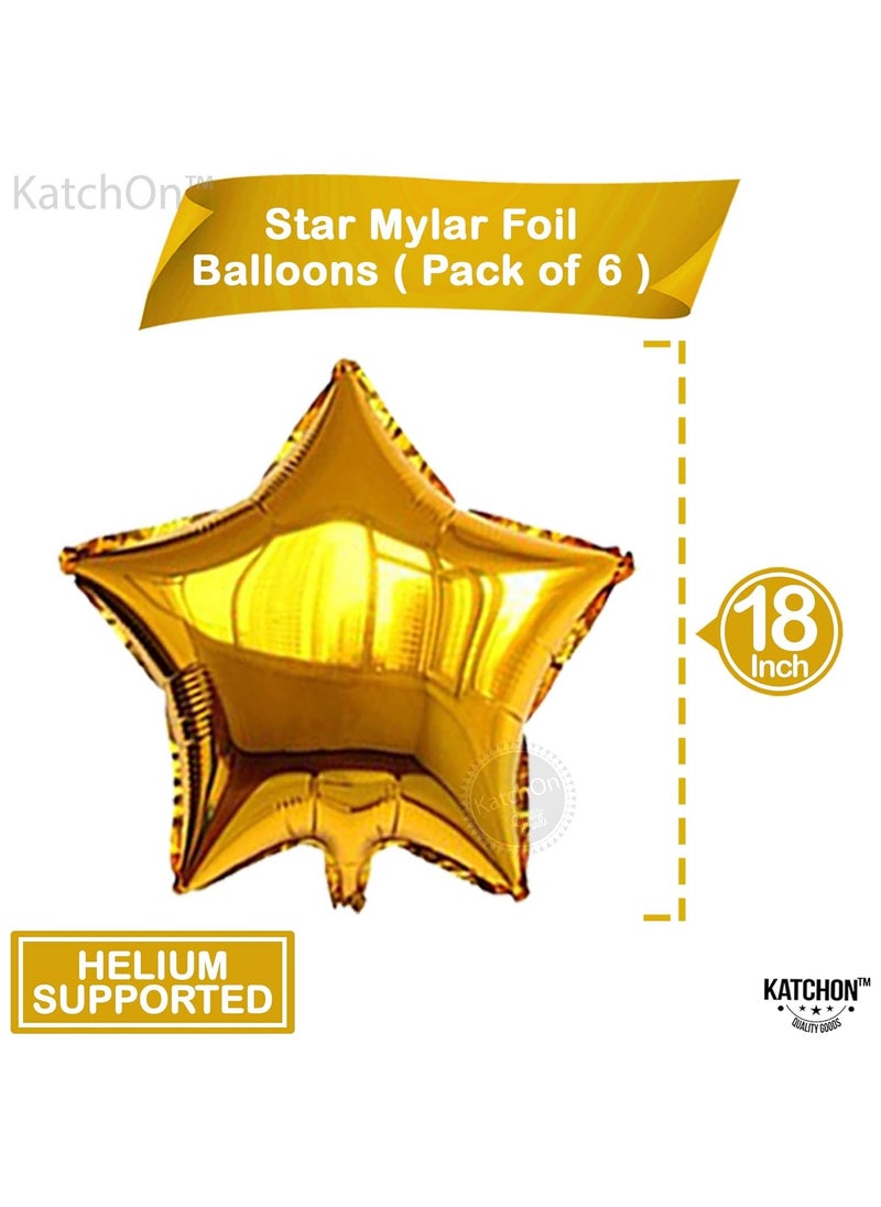 KATCHON Gold Star Balloons for Party Decoration - Pack of 6 18 Inch | Twinkle Little Star Gold Foil Balloons for Birthday  - Image 2