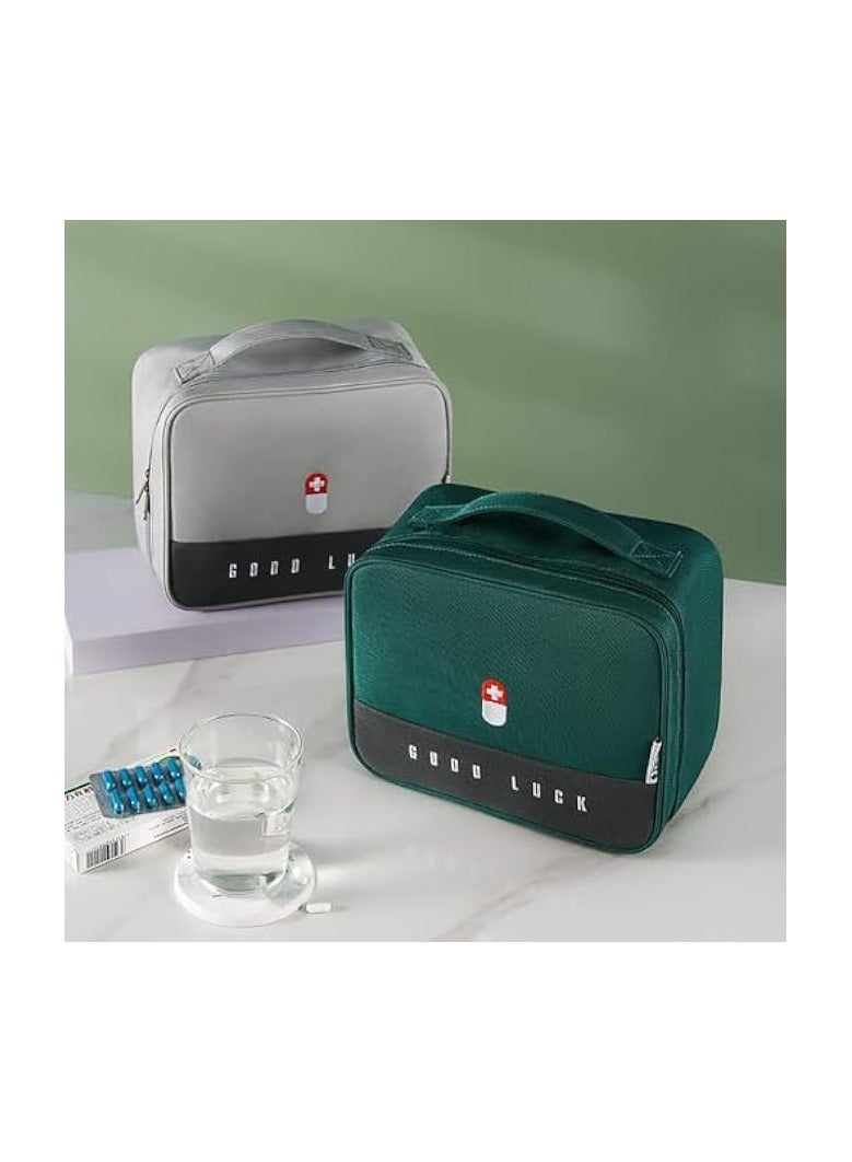 erorex Empty First Aid Bags Travel Medical Supplies Cosmetic Organizer Insulated Medicine Bag Convenient Safety Kit Suit for Family Outdoors Hiking Camping Car Office Workplace(Green) - Image 2